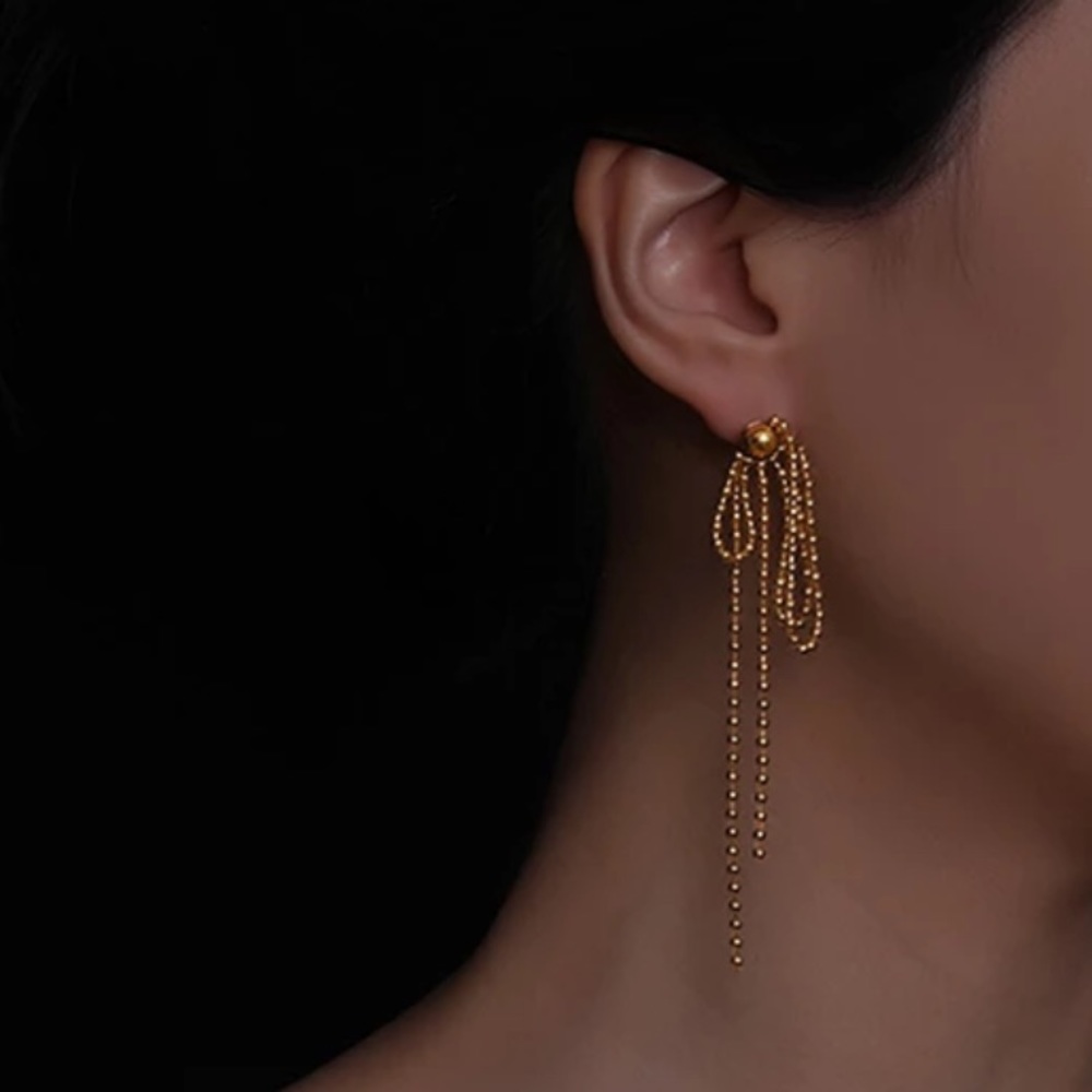 GP Irregular Long Tassel beaded earrings